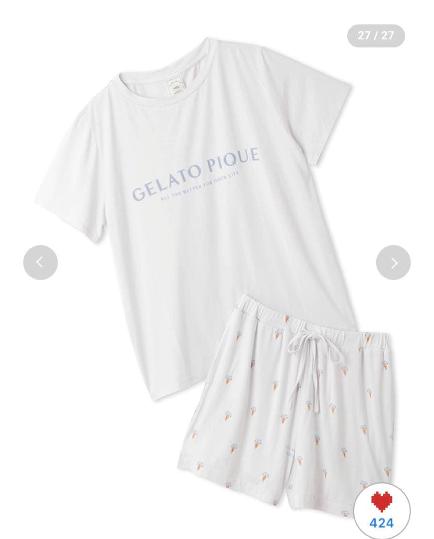 新品　ジェラートピケ　ワンポイントロゴTシャツ&アイス柄ショートパンツ　セット