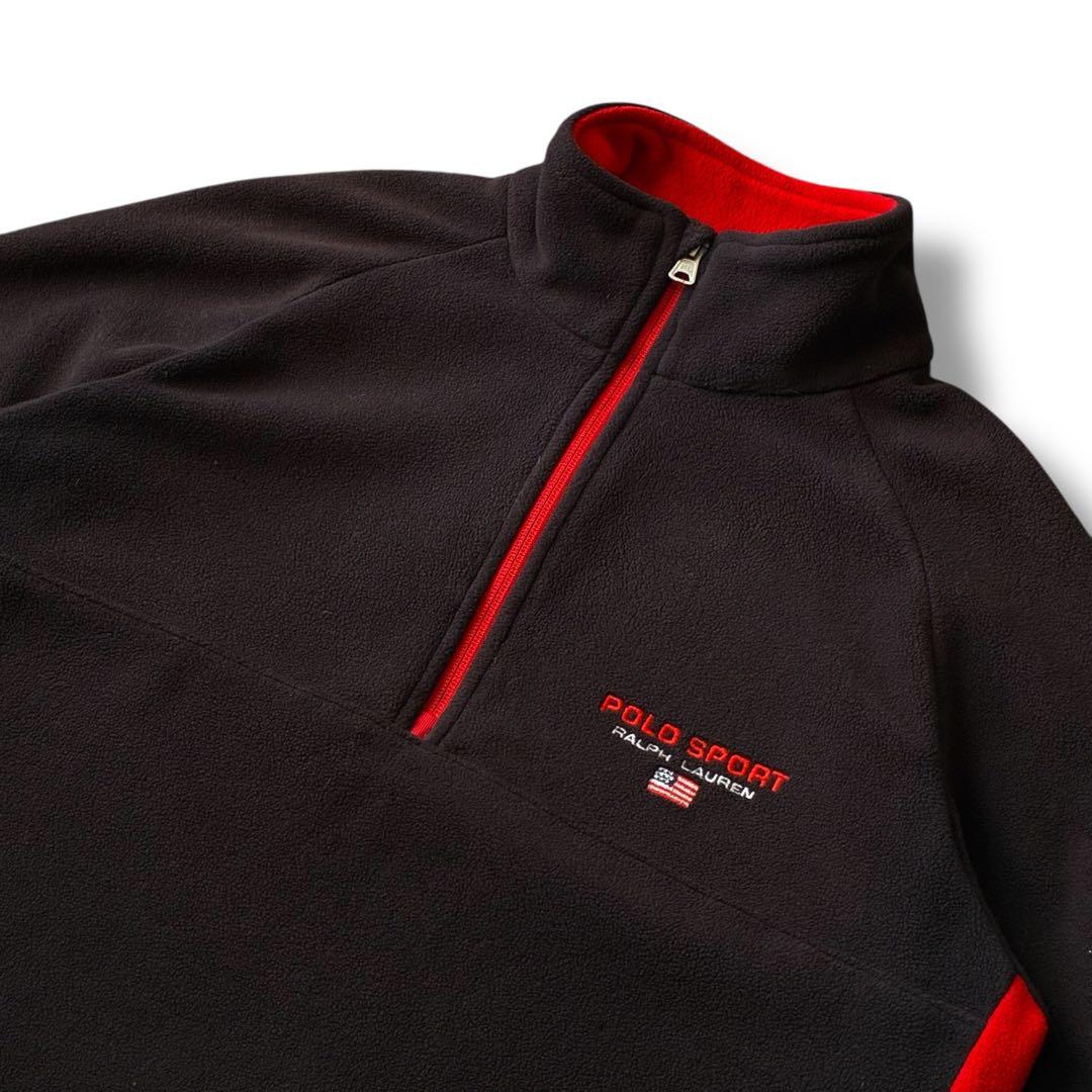 90s POLO SPORT“ブラック“フリース プルオーバー ラルフローレン