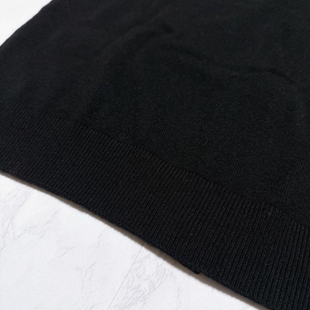 美品✨パパス　ウールニットベスト　黒　Lサイズ　　貝ボタン