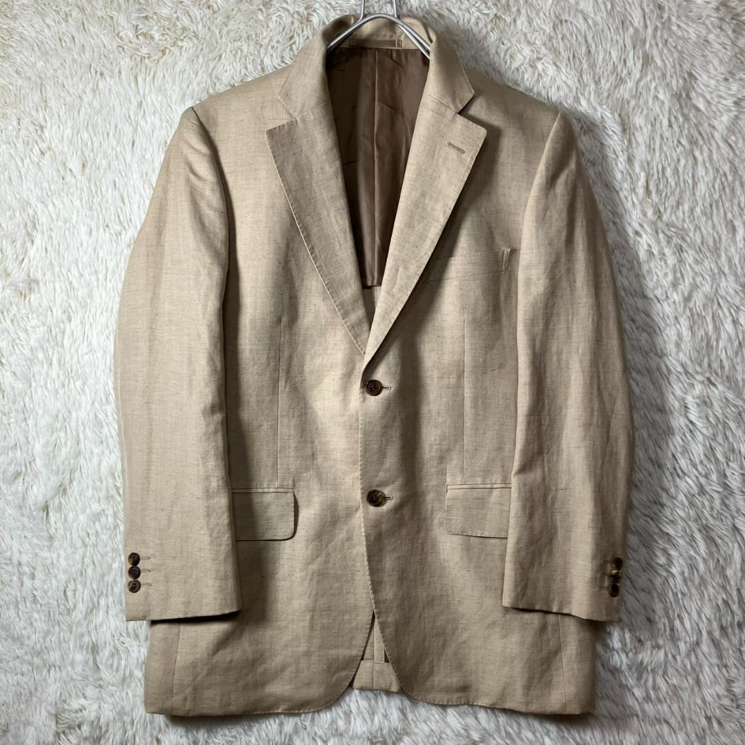 美品 Zegna ゼニア テーラードジャケット リネン 麻 ベージュ XL相当