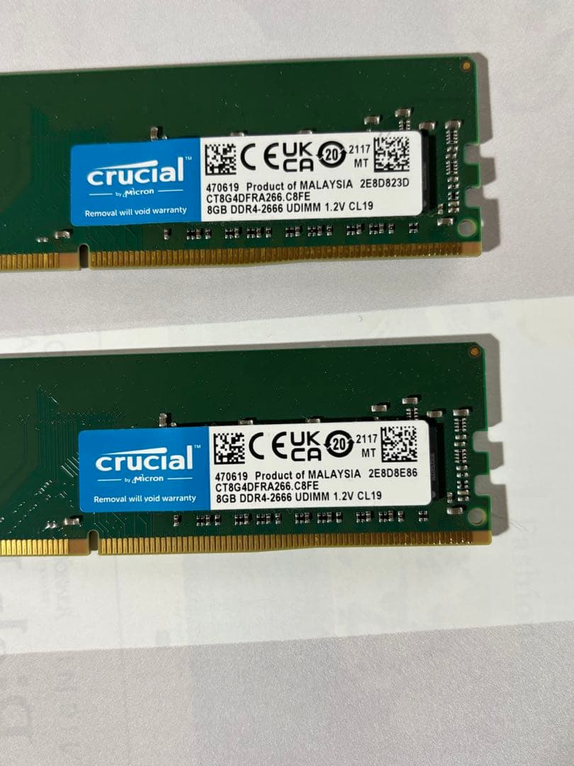 ト*ン様 Crucial 8GB DDR4-2666 メモリ 2枚セット　16G