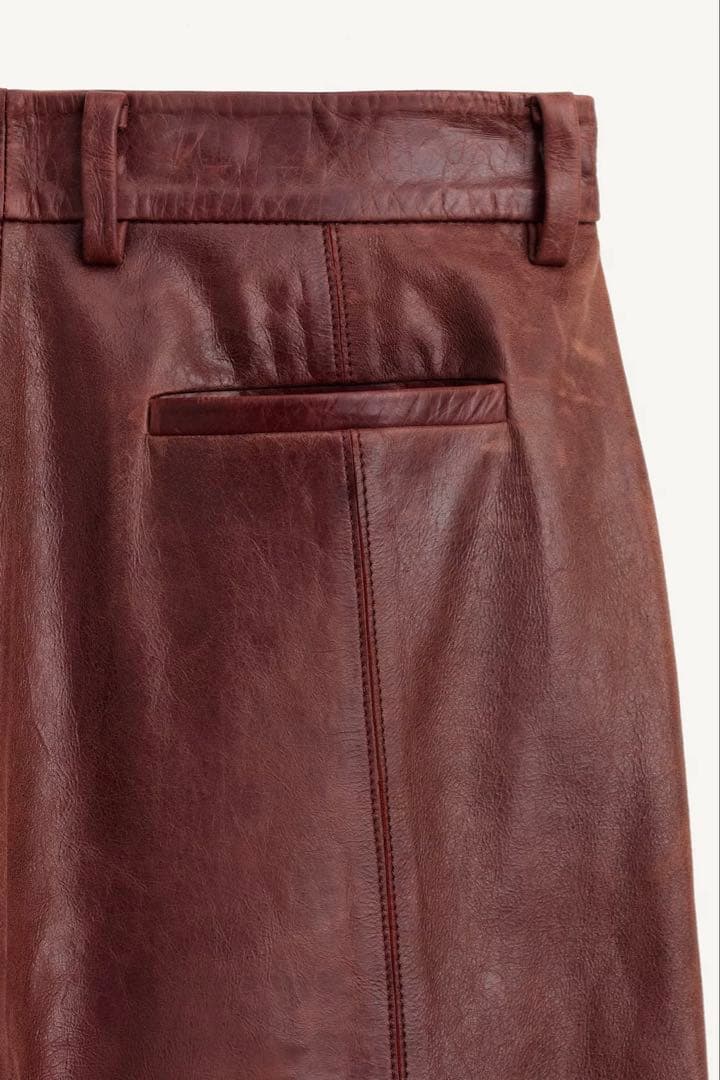 ZARA LIMITED EDITION レザースーツトラウザーズ ブラウン