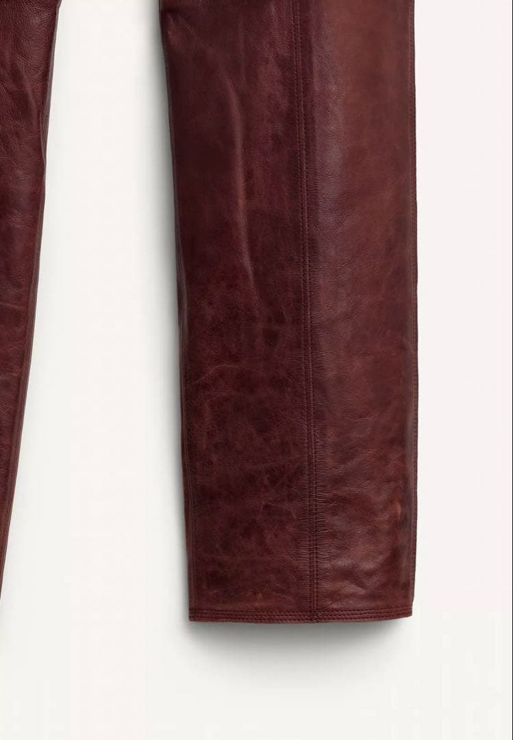 ZARA LIMITED EDITION レザースーツトラウザーズ ブラウン