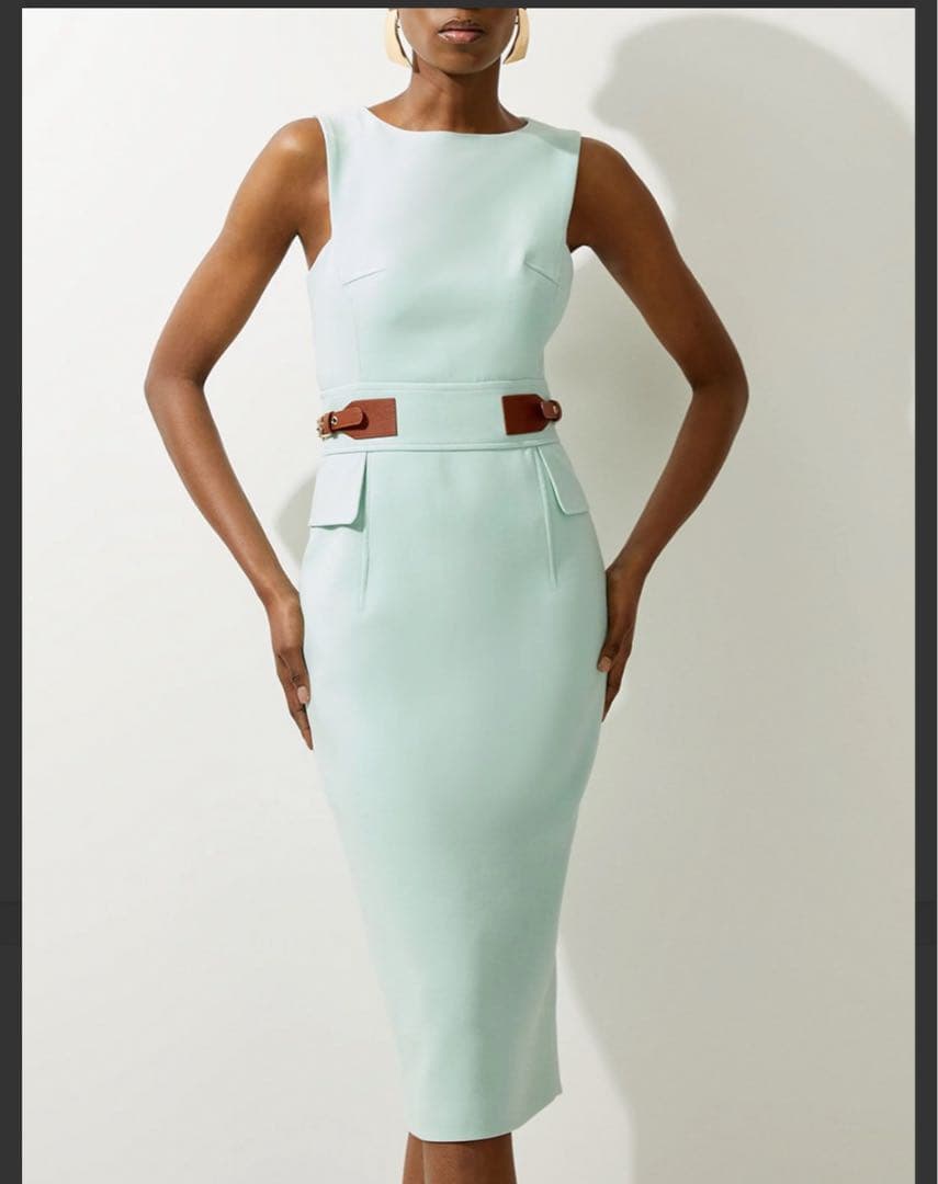 新品タグ付 Karen Millen ワンピース ミントグリーン 日本サイズM