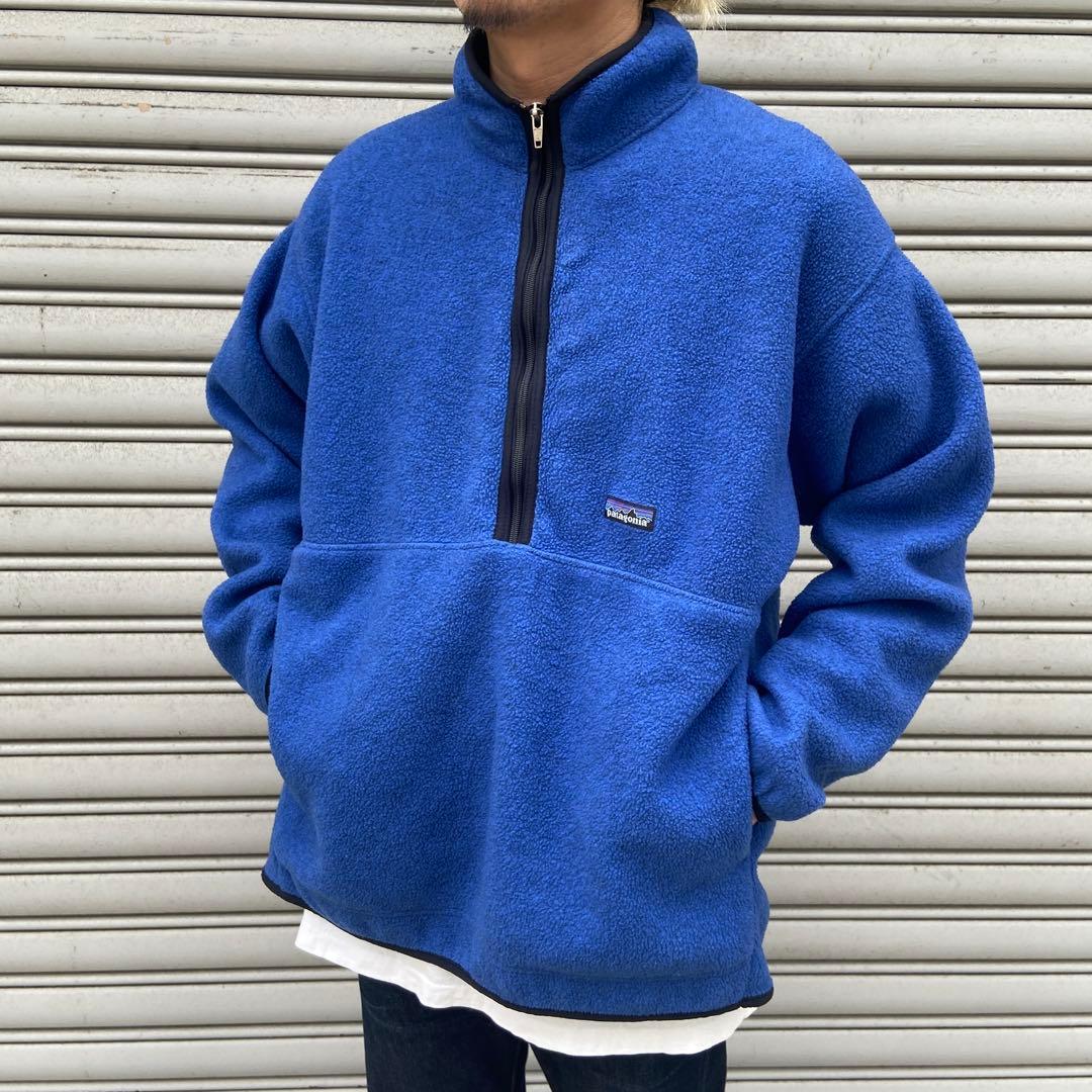 90s☆patagonia☆シンチラハーフジップフリース☆メキシコ製☆青☆XL