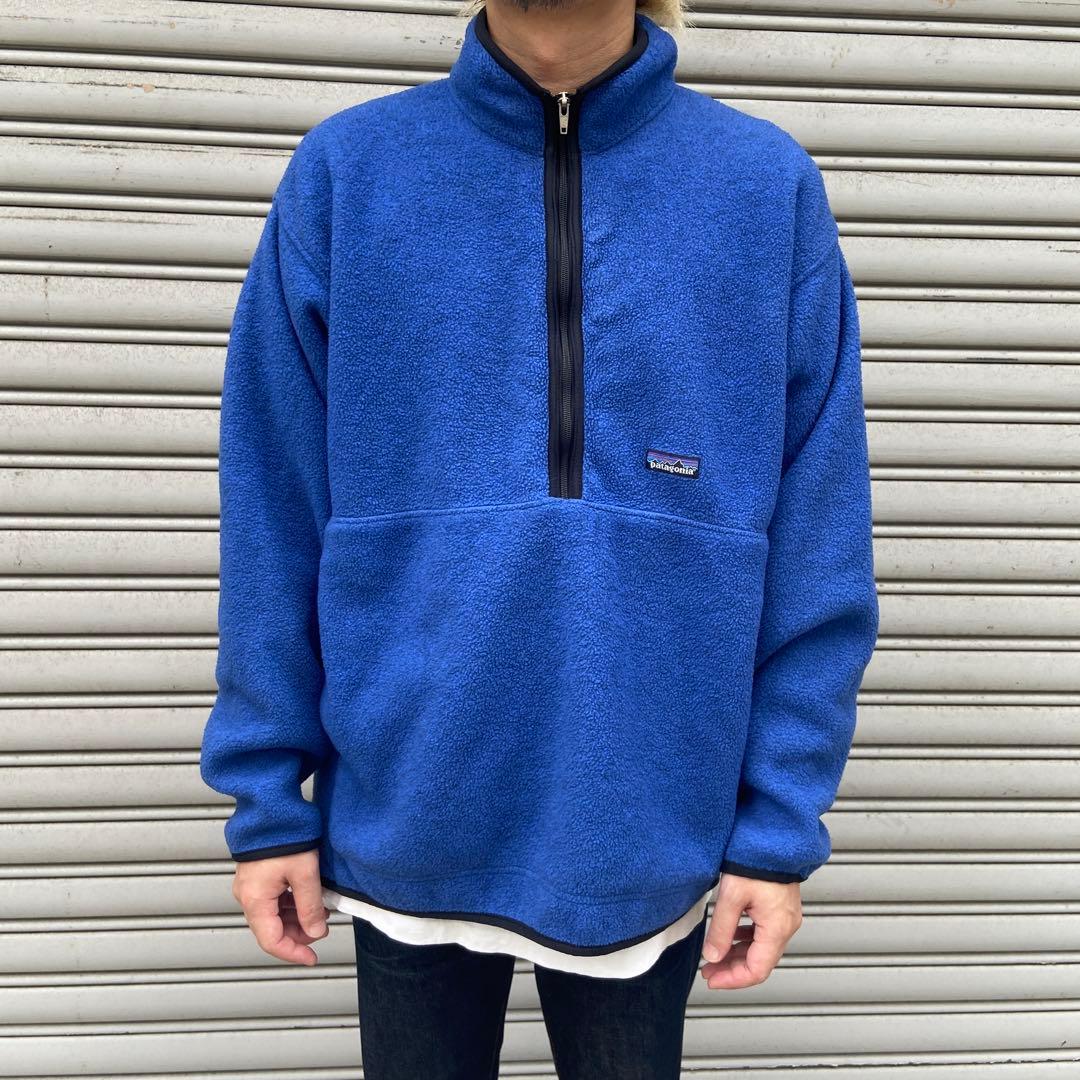 90s☆patagonia☆シンチラハーフジップフリース☆メキシコ製☆青☆XL