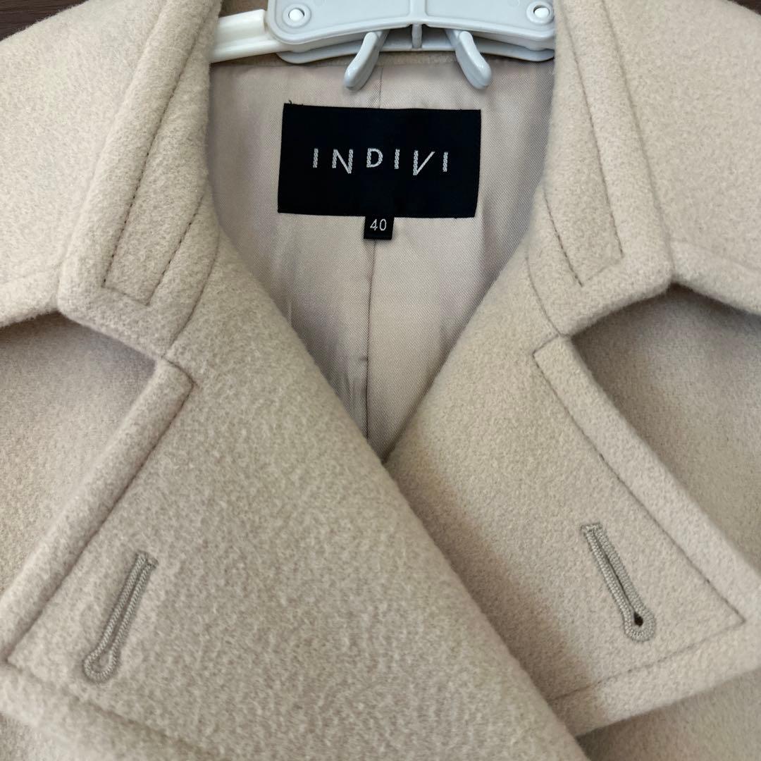 INDIVI ベージュ ロングコート ベルト付き