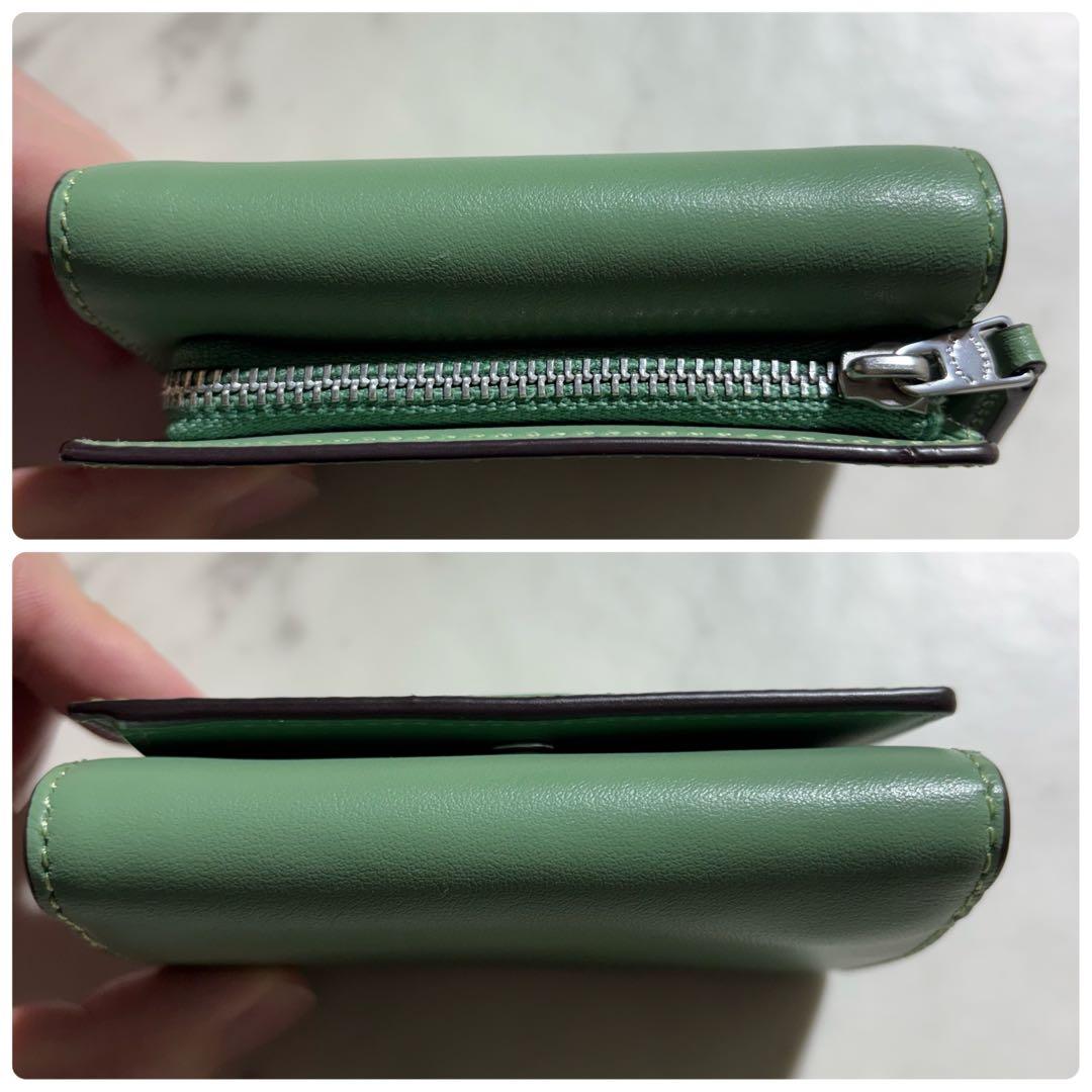 未使用級✨COACH コーチ グリーン 三つ折り 財布 ウォレット 現行