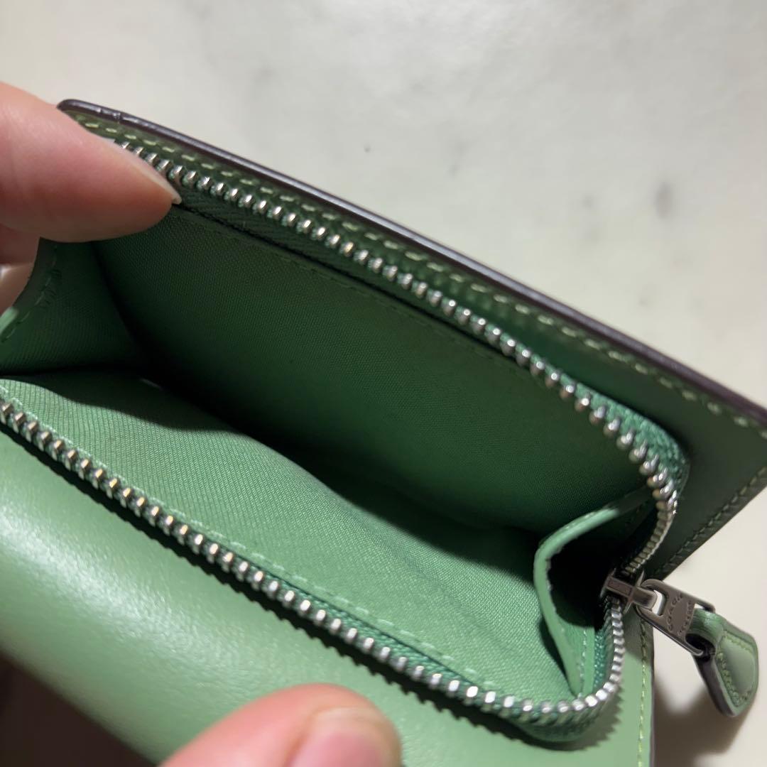 未使用級✨COACH コーチ グリーン 三つ折り 財布 ウォレット 現行