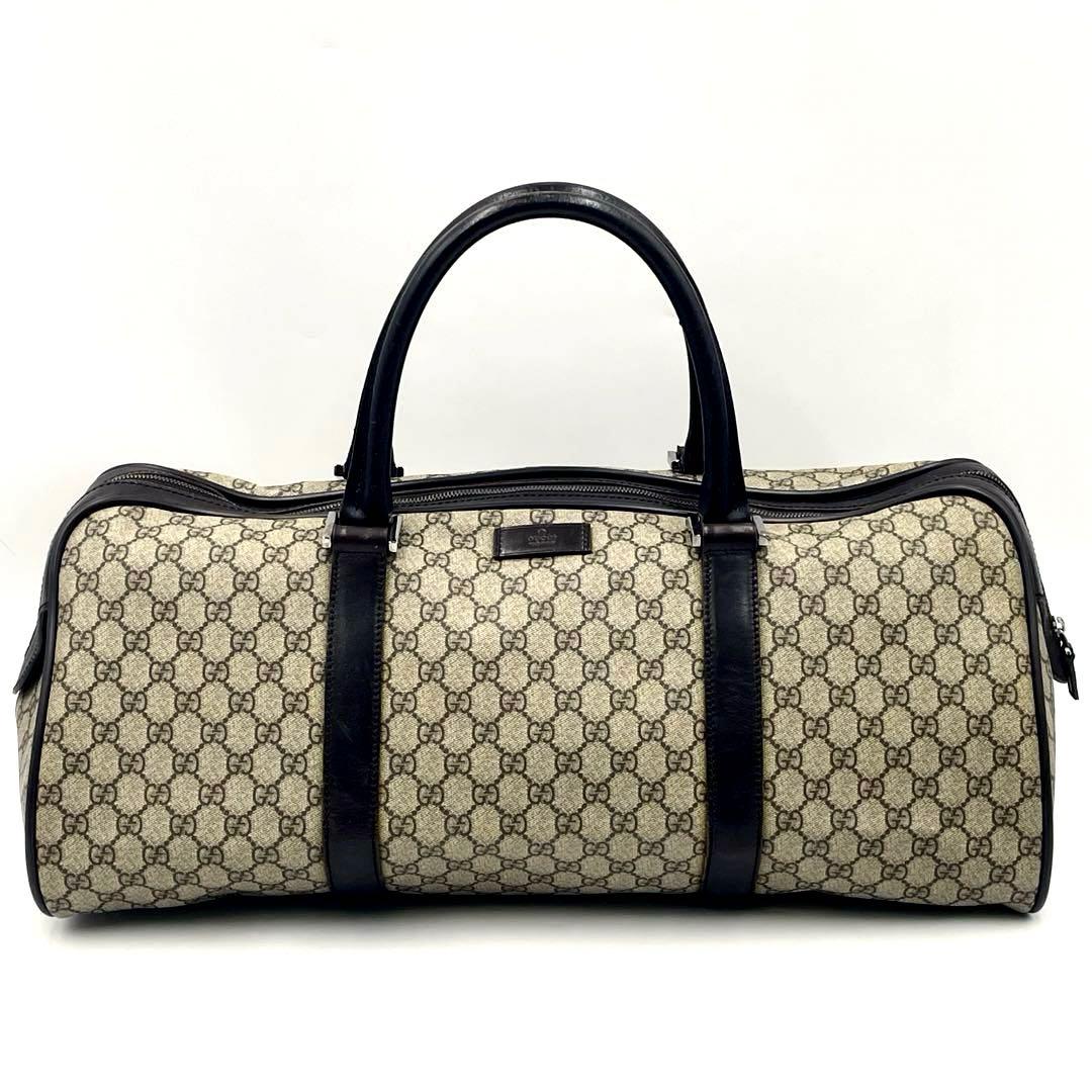 Gucci グッチ GGスプリーム ボストンバッグ 大容量 PVC×本革 メンズ