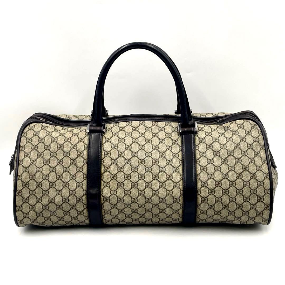 Gucci グッチ GGスプリーム ボストンバッグ 大容量 PVC×本革 メンズ