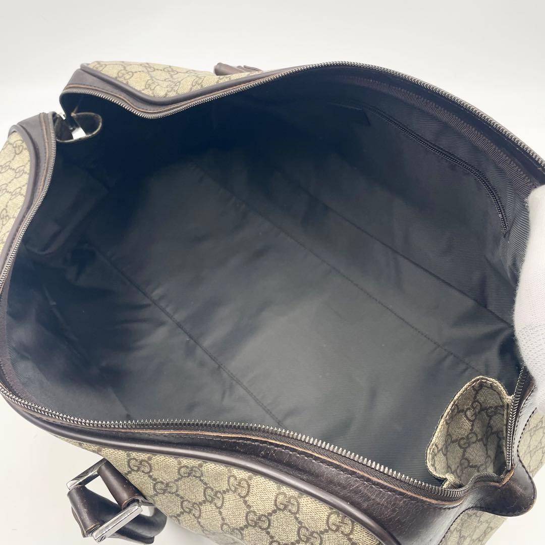Gucci グッチ GGスプリーム ボストンバッグ 大容量 PVC×本革 メンズ