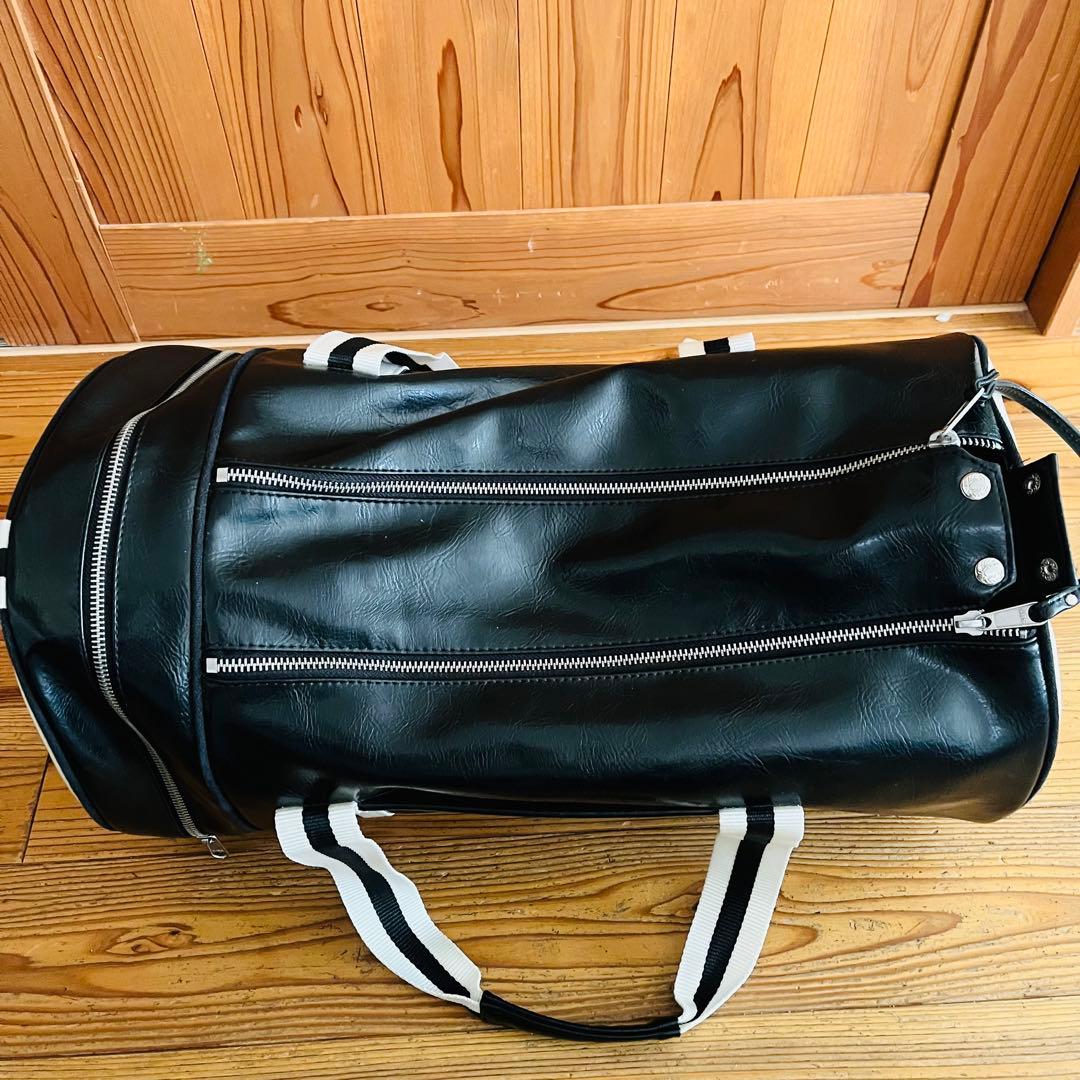 Fred Perry Bag ボストンバッグ 黒 白 ショルダー ドラム