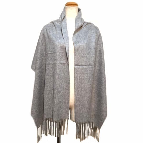 値下50×180cｍ大判 100% カシミヤストールマフラーGRY 新品
