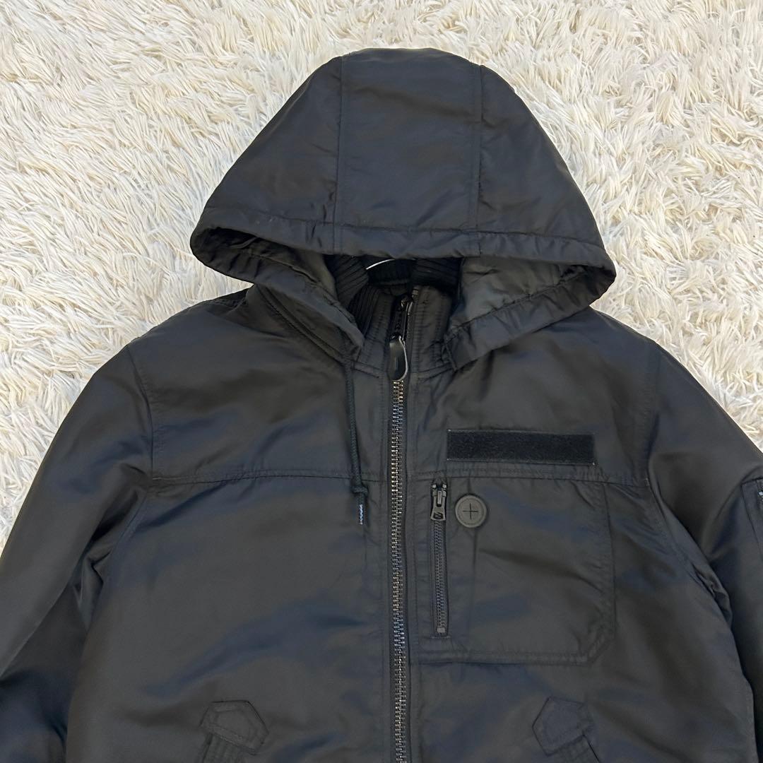 美品 アルファ MA-1 2WAY アウター フード 中綿 人気モデル L 黒