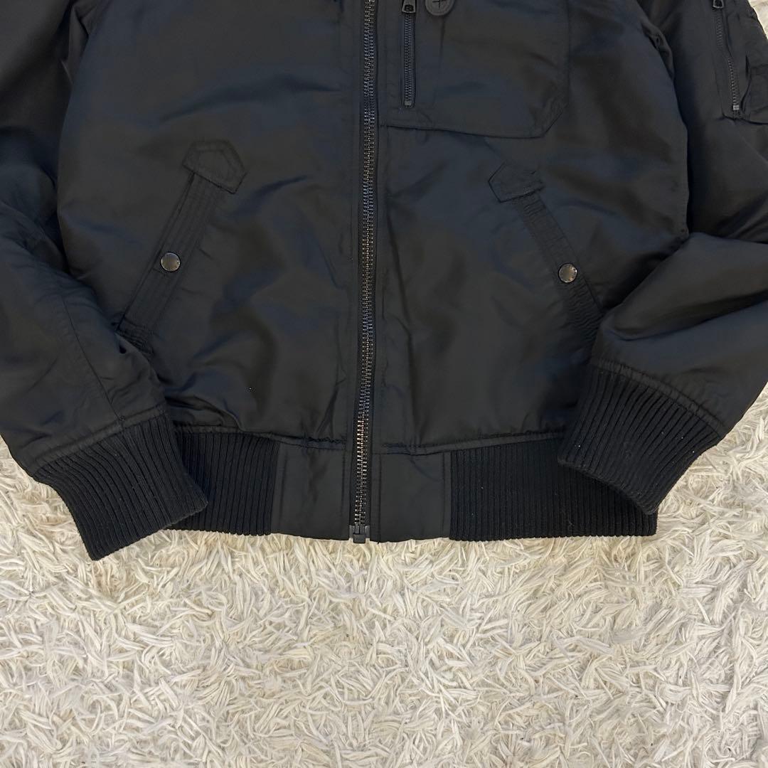 美品 アルファ MA-1 2WAY アウター フード 中綿 人気モデル L 黒