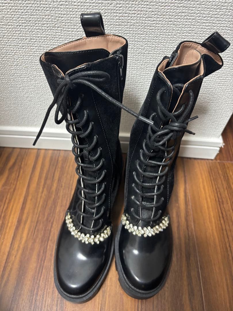 新品 Herlipto Crystal Lace-Up Ankle Boots