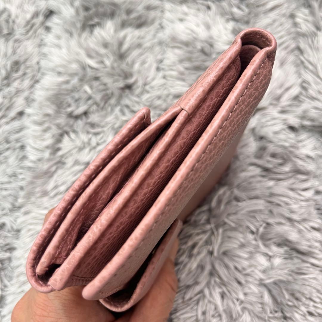 極美品✨GUCCI 折り財布　スウィング　シボレザー　ピンクベージュ　レディース