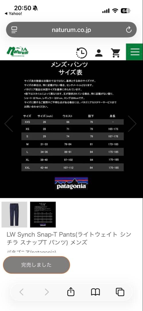 patagonia ライトウェイトシンチラスナップTパンツ　グレー Sサイズ