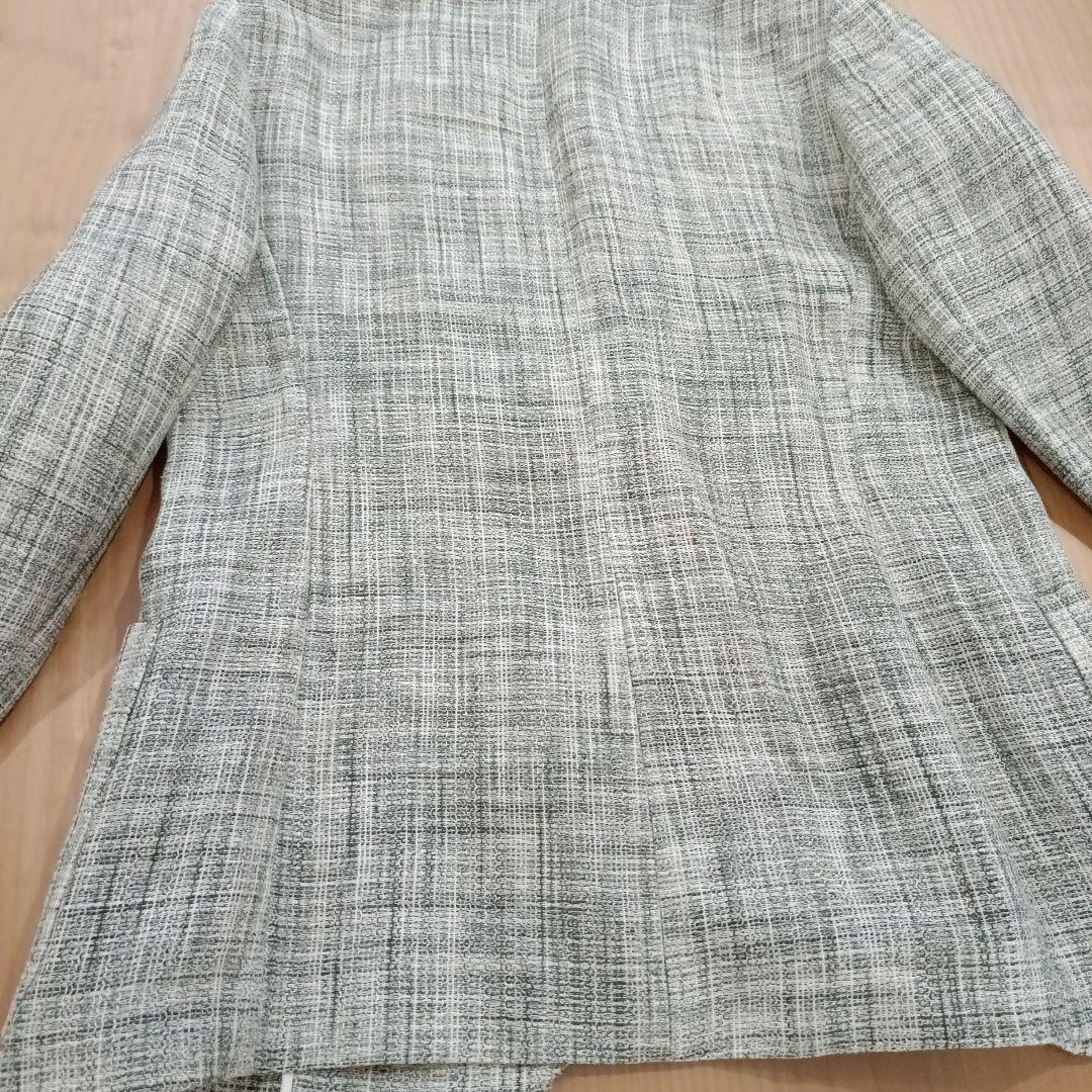 新品12万　ヨシエイナバ　リネン100%ジャケット　グレー　11号
