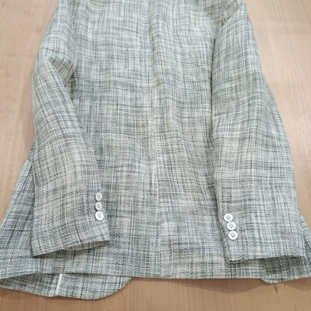 新品12万　ヨシエイナバ　リネン100%ジャケット　グレー　11号