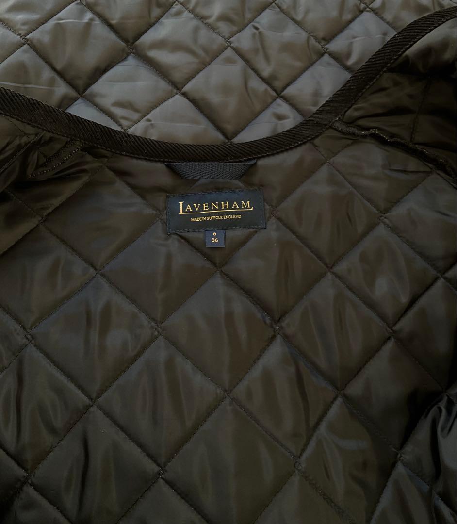 LAVENHAM キルティングロングコート　ノーカラー　ブラック　36
