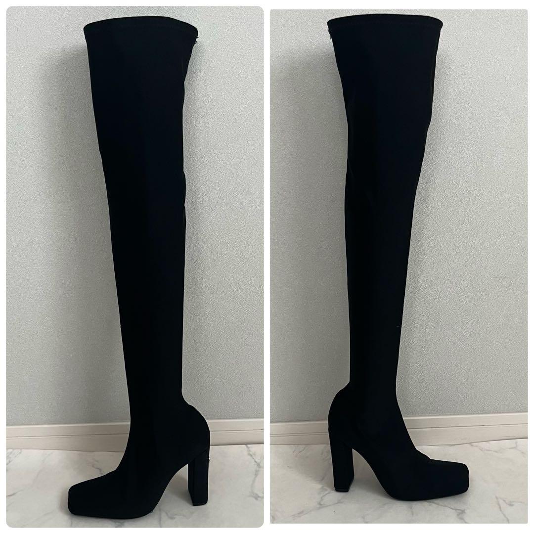 美品 YELLO TOKYO BLACK LONG ニーハイ ブーツ ロング M