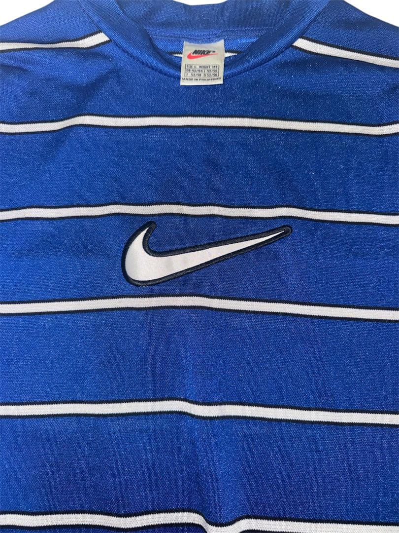 Nike ゲームシャツ ボーダーTシャツ ブルー 青 オールドナイキ 90s