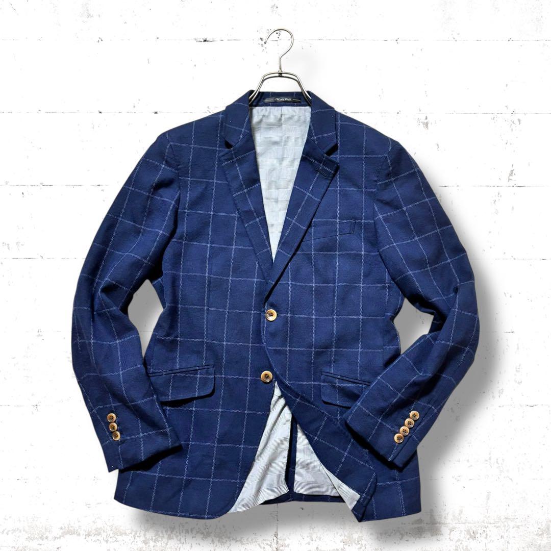 men's bigi 本切羽　ウール　ウィンドウペンチェック　ジャケット　L