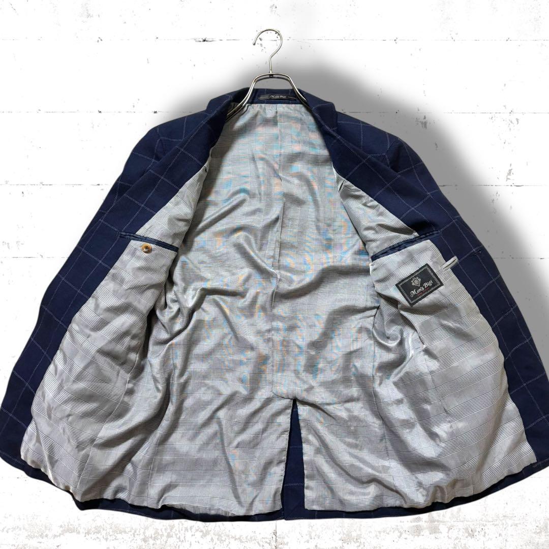 men's bigi 本切羽　ウール　ウィンドウペンチェック　ジャケット　L
