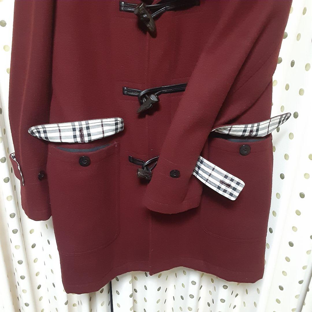正規品 美品 woolバーバリーブラックレーベル.バーガンディ ダッフルコート