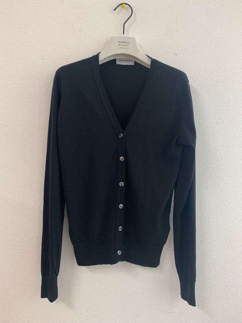 JOHN SMEDLEY　vネックカーディガン　ハイゲージウール　黒