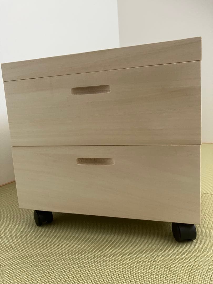 桐衣装箱　桐箱収納　2段収納　キャスター付き