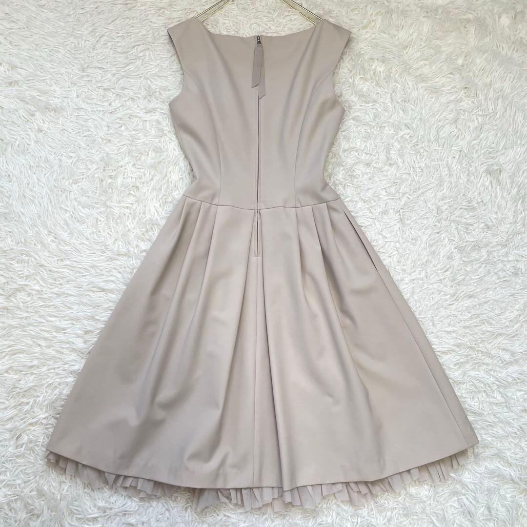 美品✨️フォクシー フレアワンピース ノースリーブ チュール ベージュ 38