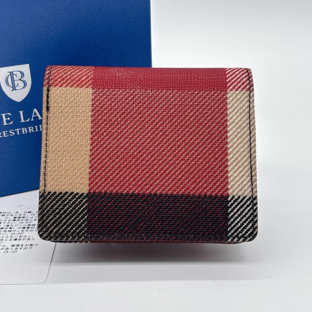 極美品✴︎ブルーレーベルクレストブリッジ　二つ折り財布　ノバチェック　コンパクト