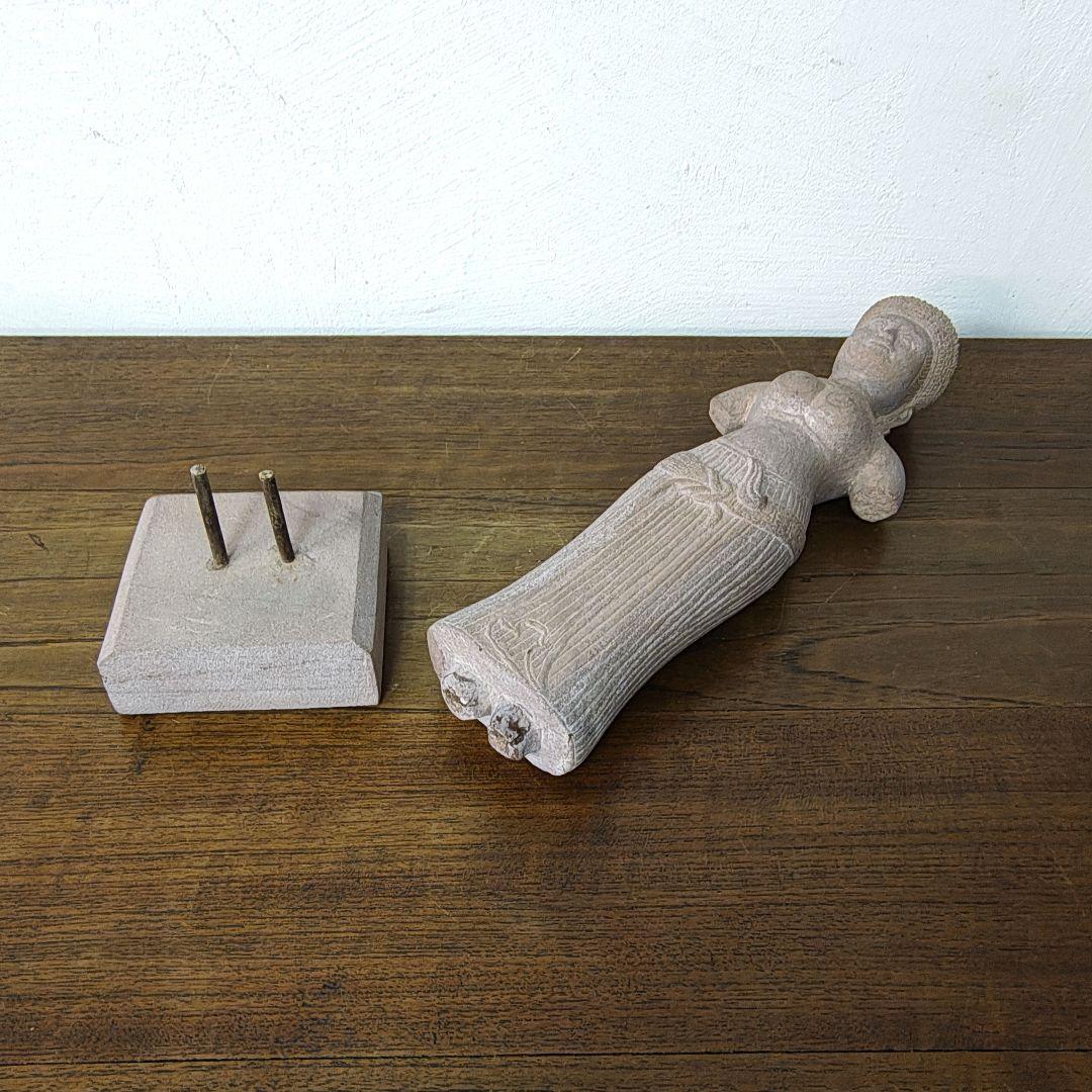 クメール　女神像　砂岩　彫刻　オブジェ　H39cm