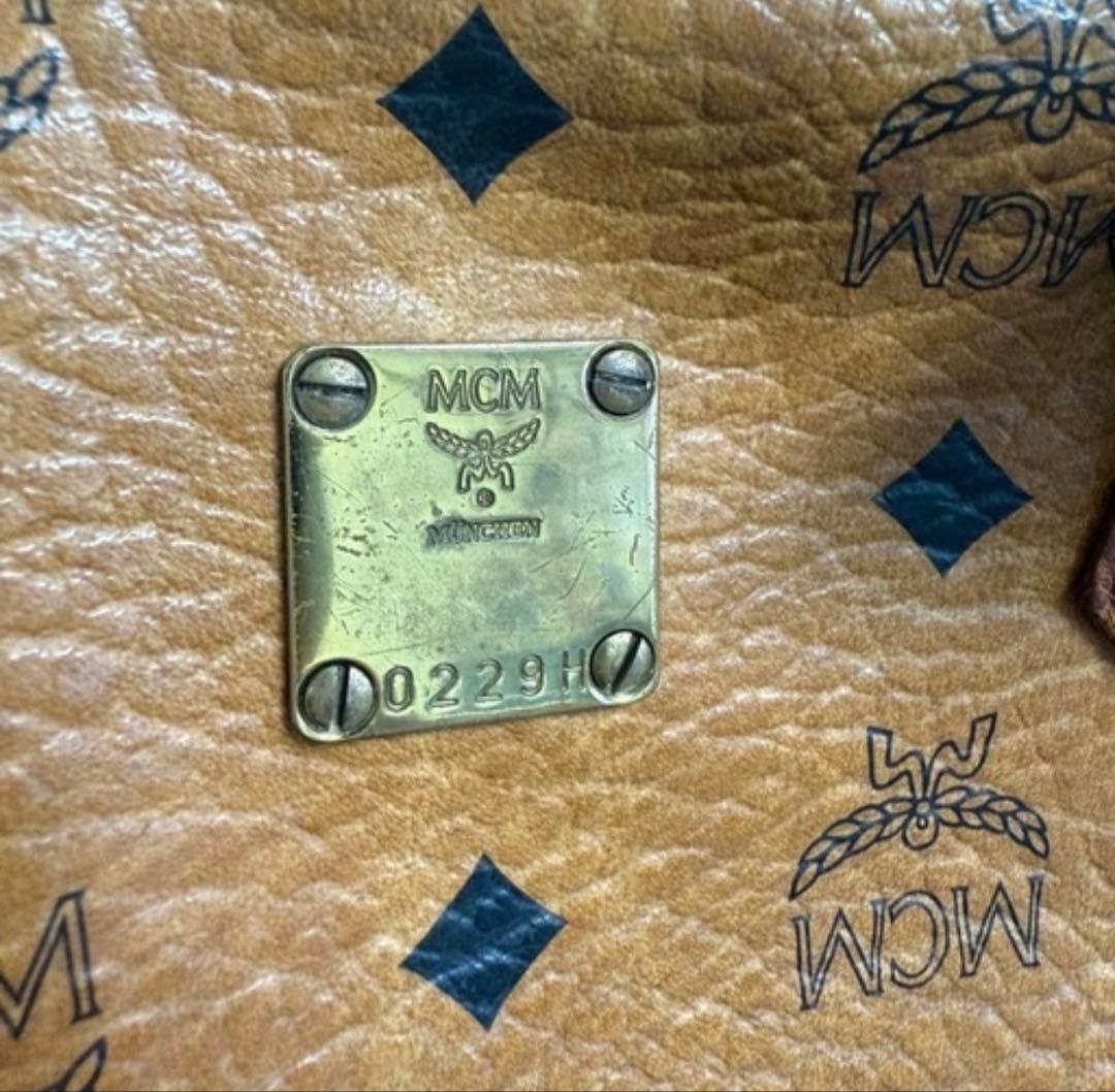 ダメージあり MCM ミニボストンバッグ レザー ハンドバッグ ビンテージ