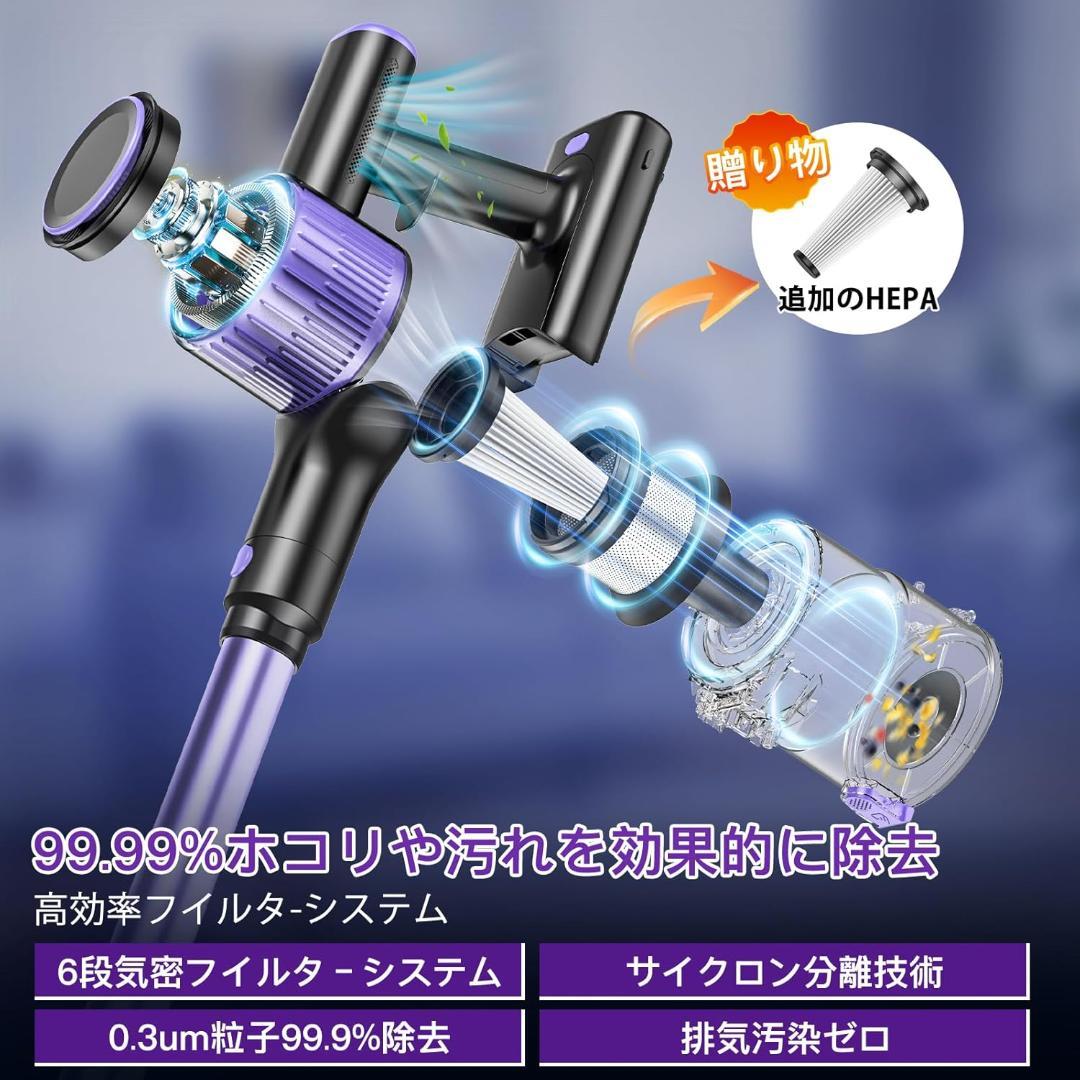 【大特価】掃除機 コードレス 70Kpa 強力吸引 自立式 LED