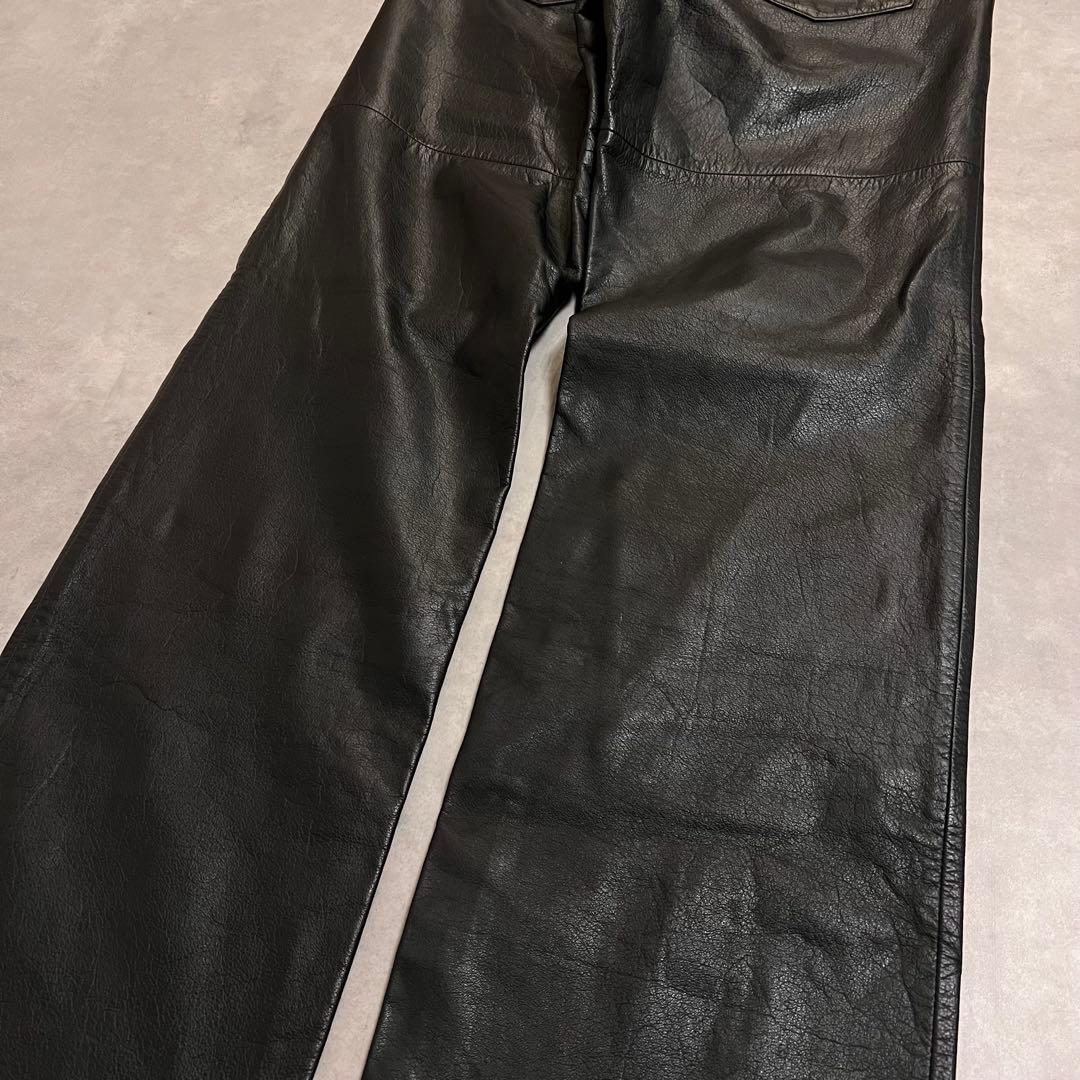 パンツ vintage 90s 00s leather straight pants