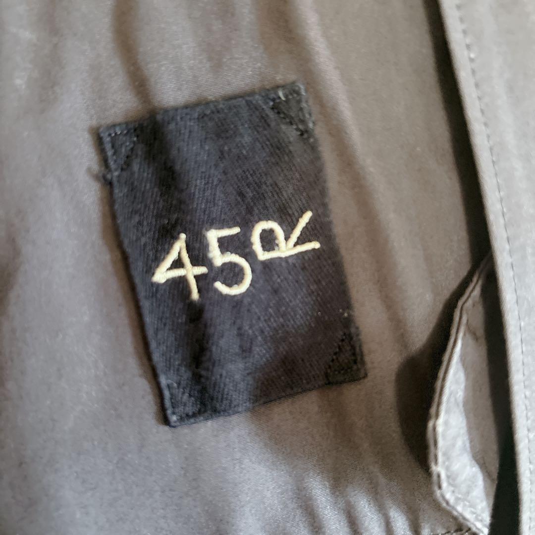 【美品】45R モッズステンカラーコート 丸襟 コットン ネイビー 日本製