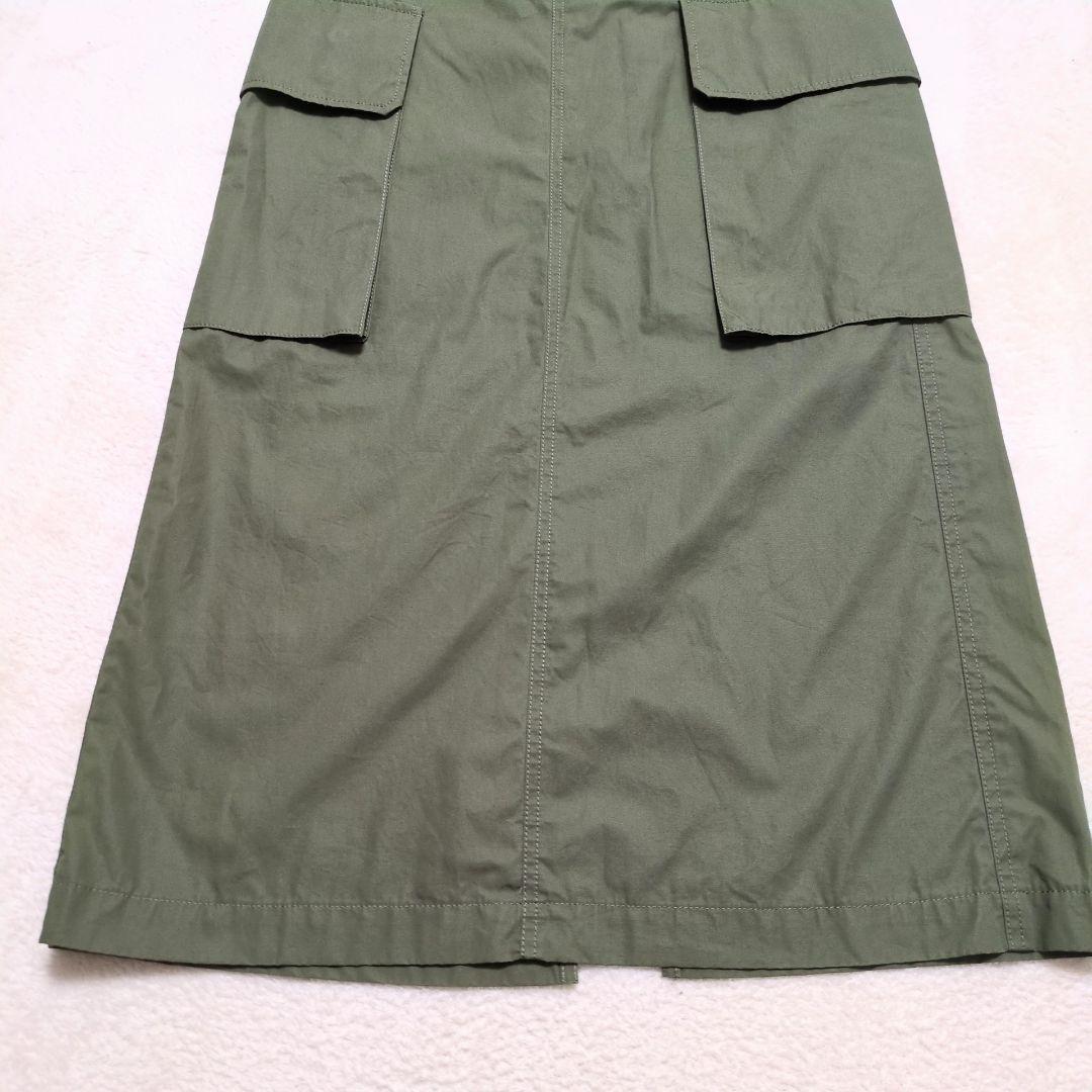 Spick & Span カーゴポケットIラインスカート　カーキ