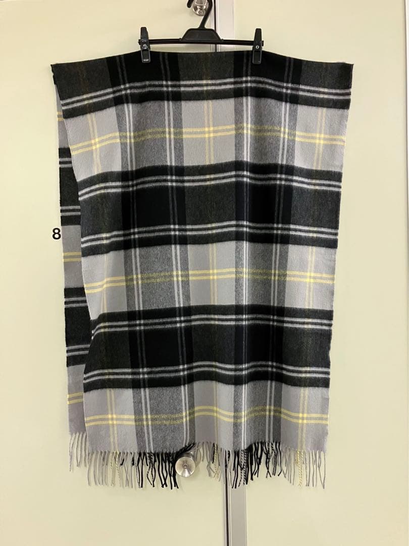 〓JOHNSTONS OF ELGIN〓グレー×黒 カシミヤ 大判ストール