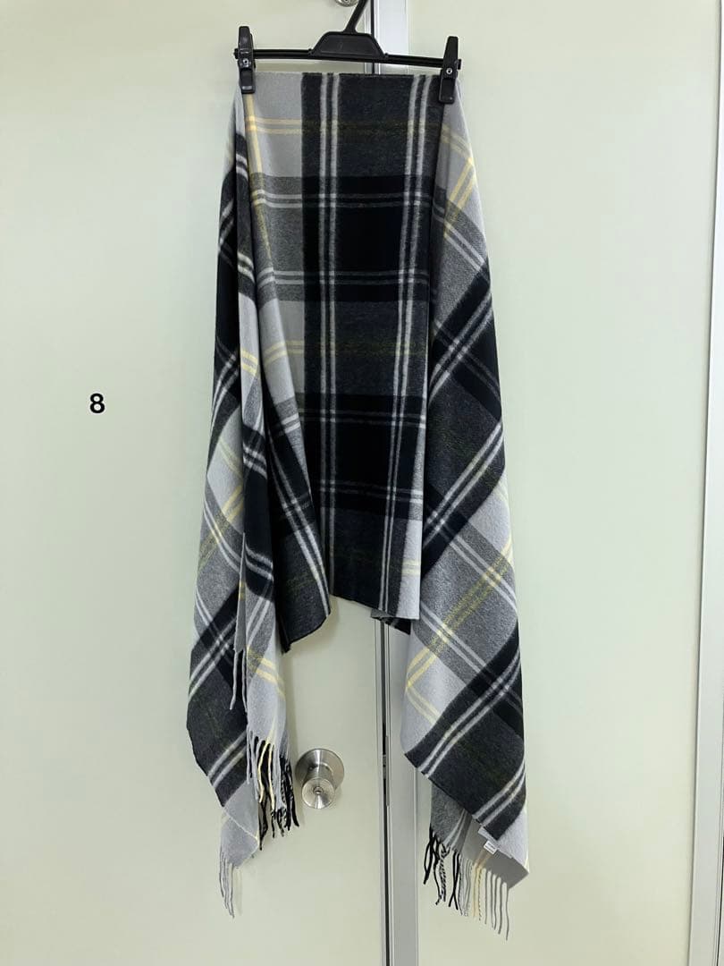 〓JOHNSTONS OF ELGIN〓グレー×黒 カシミヤ 大判ストール