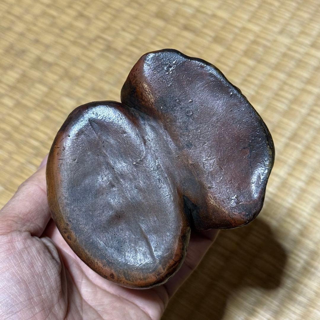 古備前焼 布袋尊 筆立 花入 茶道具