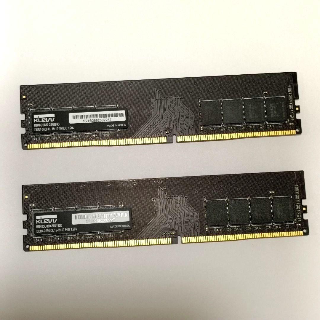 KLEVV DDR4-2666 8GB ✕ 2枚　16GB メモリ
