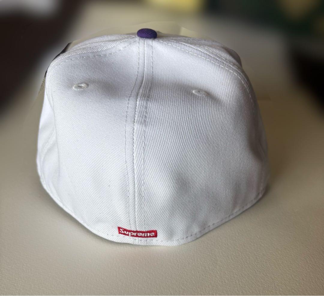 Supreme×New Era 59FIFTY キャップ Sロゴ7 1/2 白紫