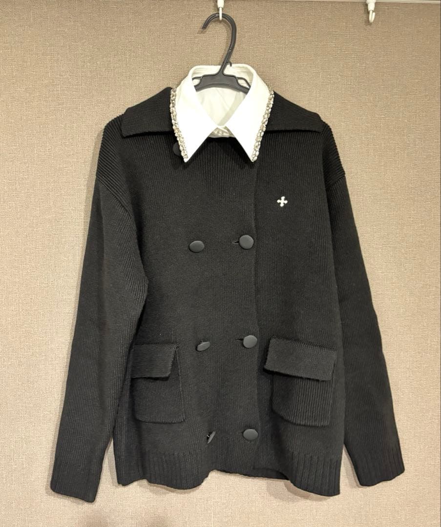 トップス ANDWANG Preppy Collar Double Button Knit