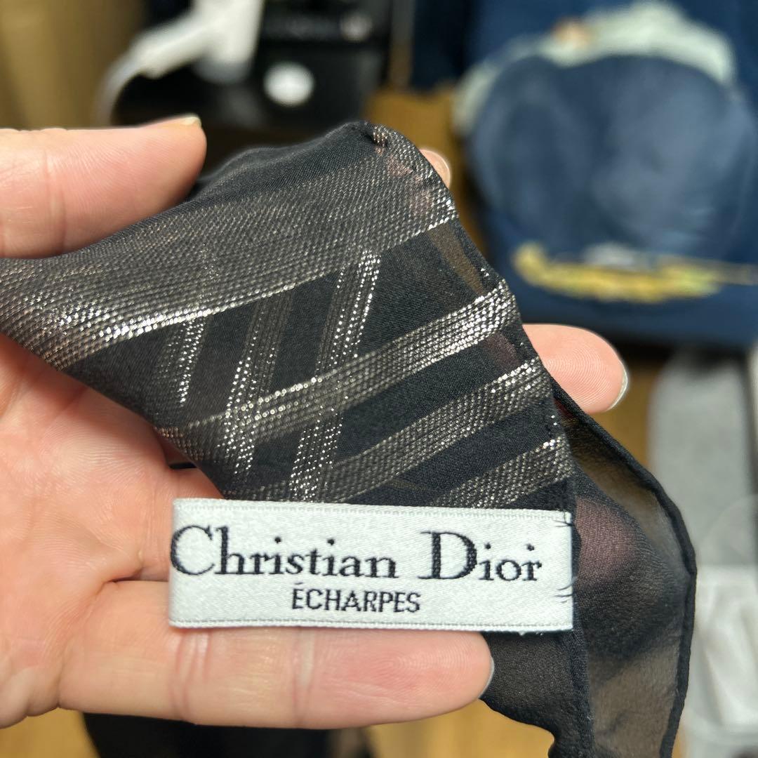 Christian Dior シルクストール ブラック・シルバー