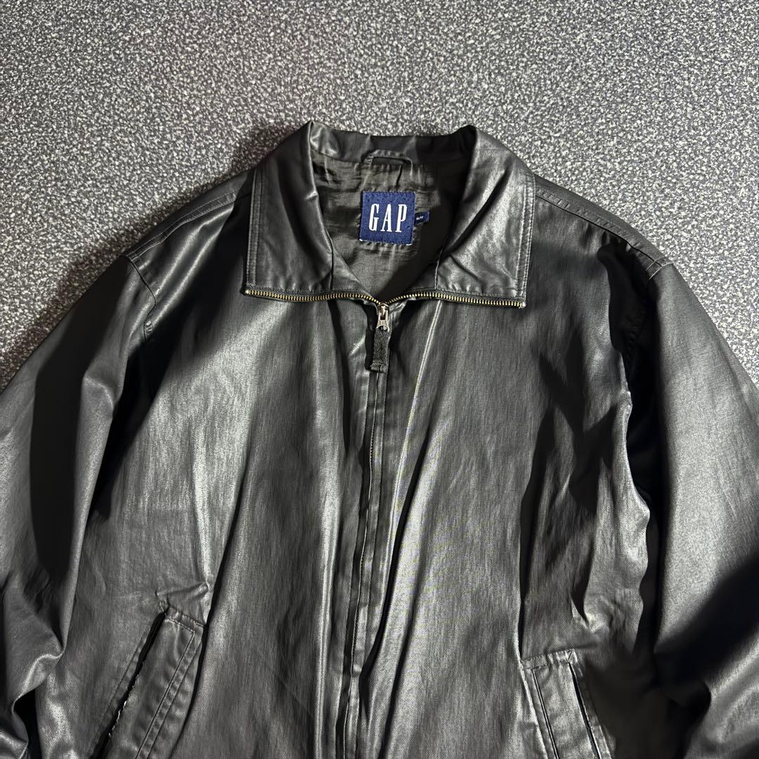 00’s OLD GAP leather like zip up blouson