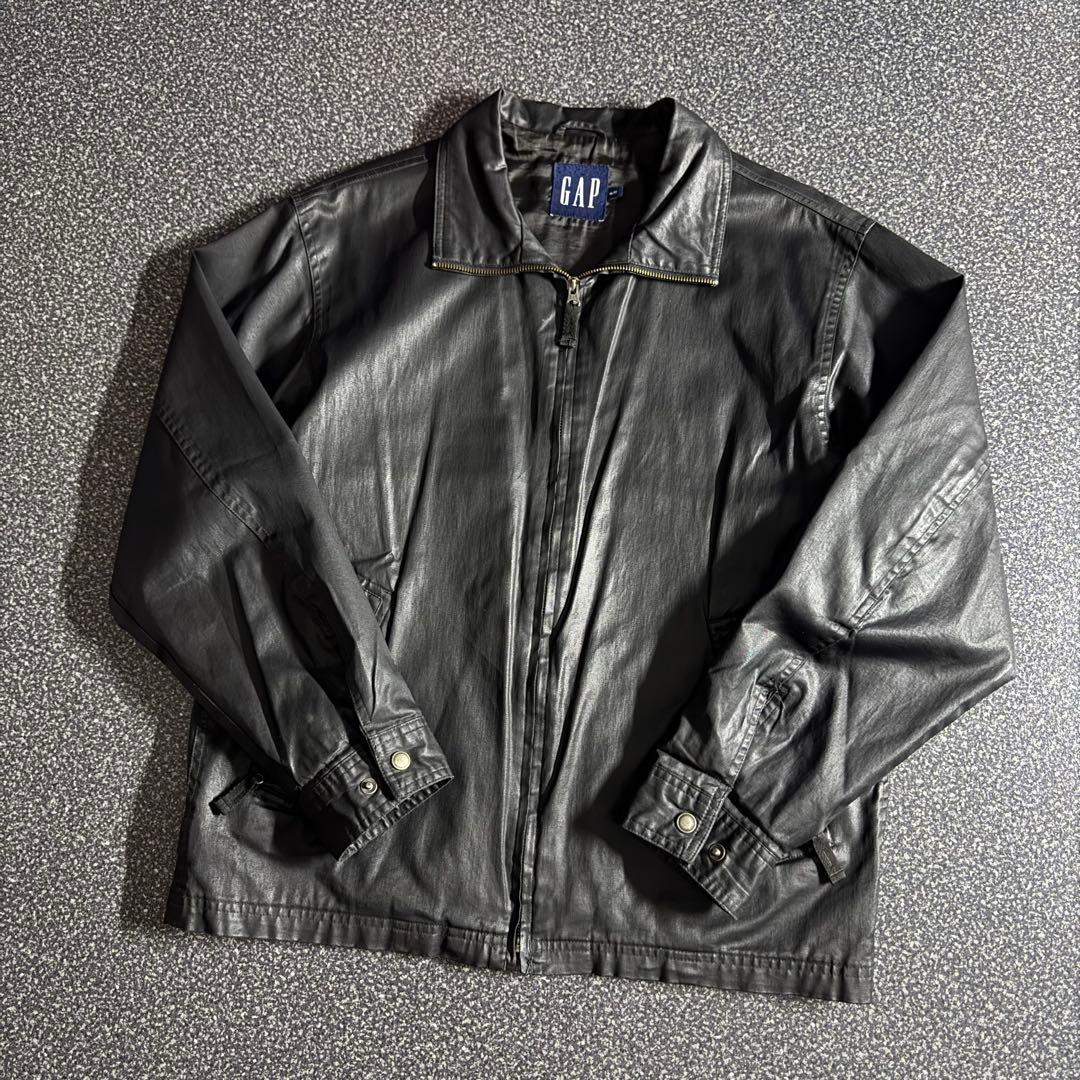 00’s OLD GAP leather like zip up blouson